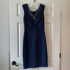 Adrianna Papell Navy Blue Beaded Cocktail Dress